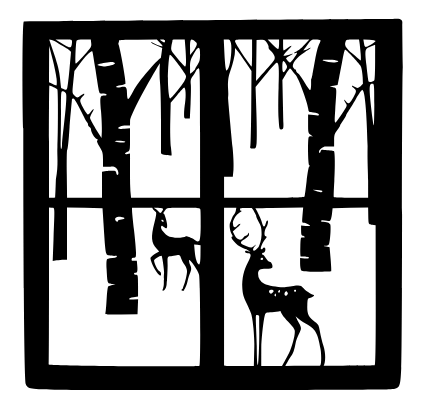 Deer in Window frame