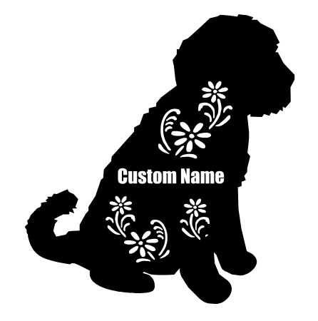 Floral Golden Doodle  with Custom Name