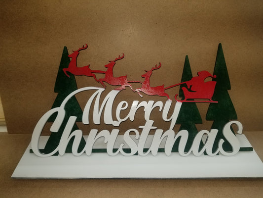 Merry Christmas With Santa Sleigh Decor