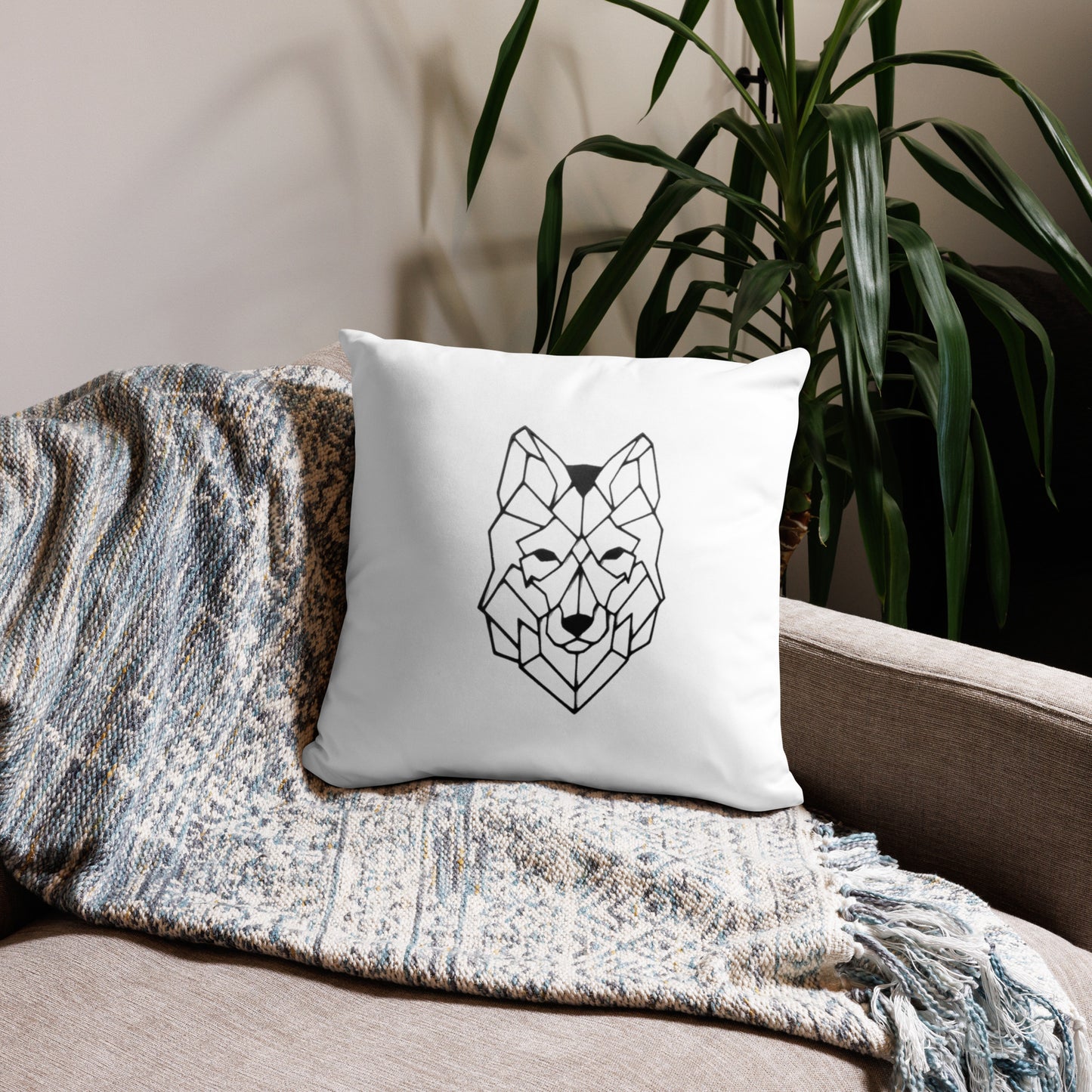 Wireframe Wolf  Pillow