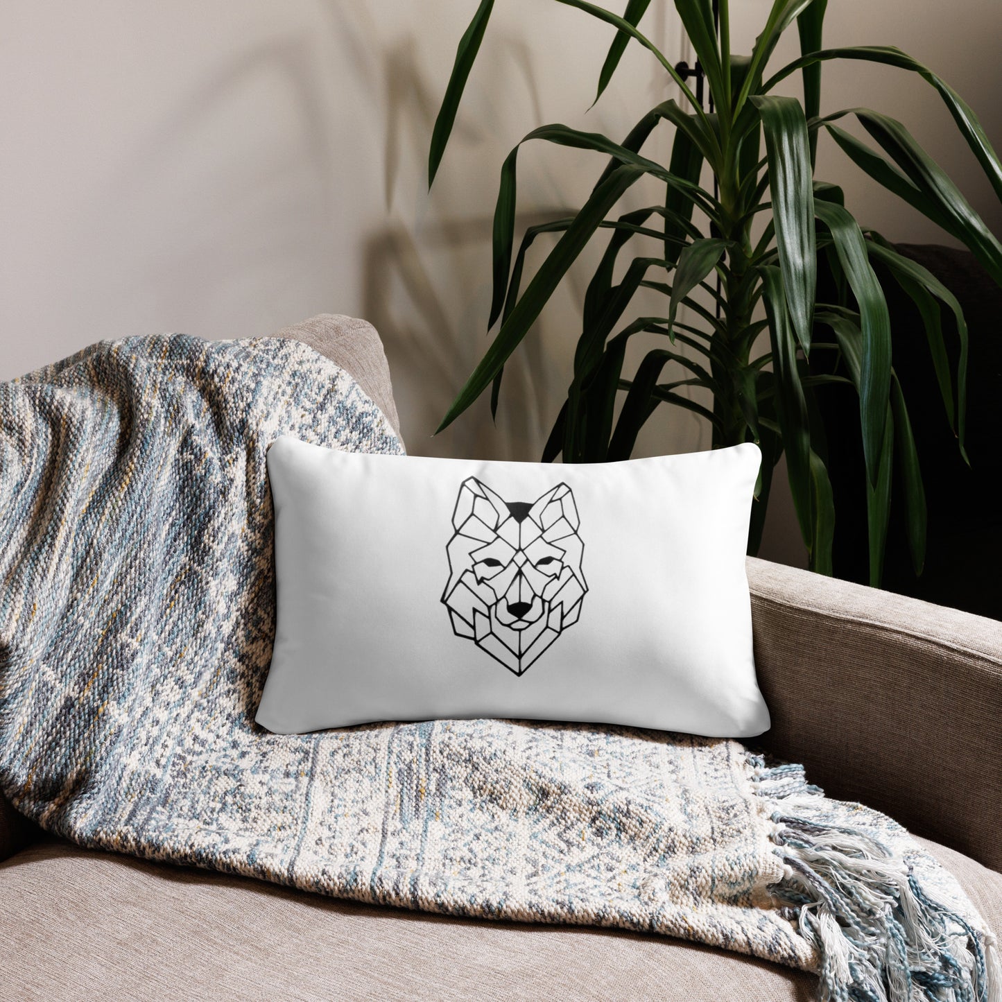 Wireframe Wolf  Pillow