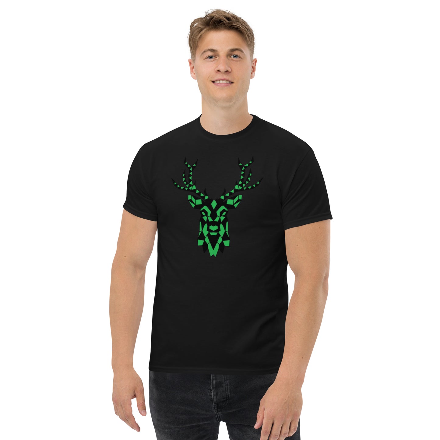 Men's classic Tee Green Plaid Deer